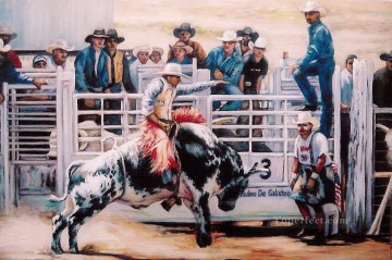 cattle bull cow Painting - Bull Rider viewing